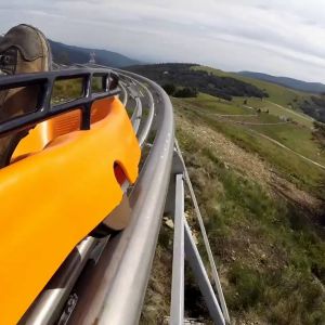 Luge sur rail sous la neige au Markstein